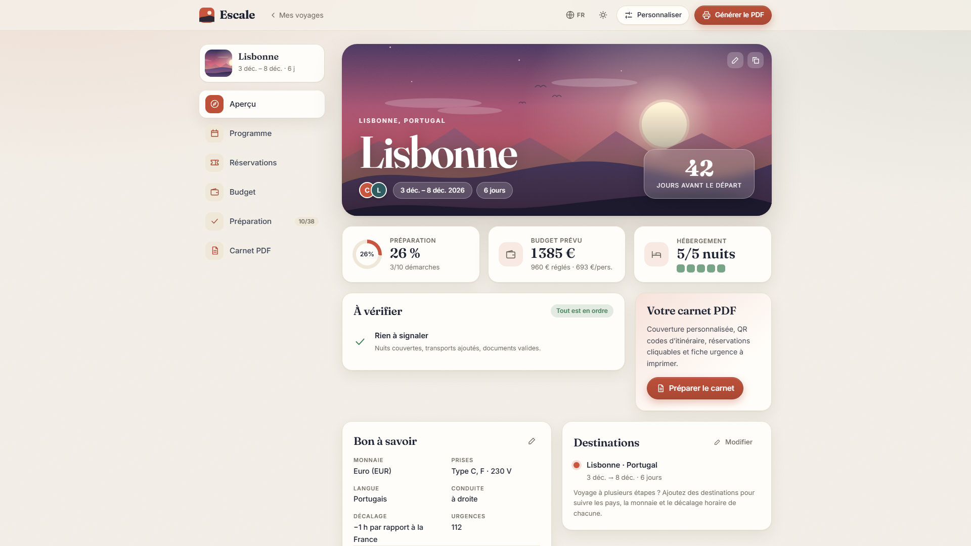 Escale – Carnet de voyage et PDF — capture 1