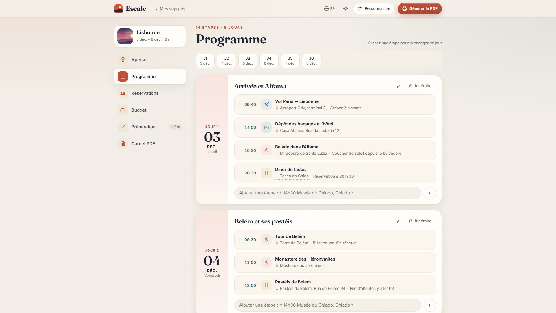 Escale – Carnet de voyage et PDF — capture 2