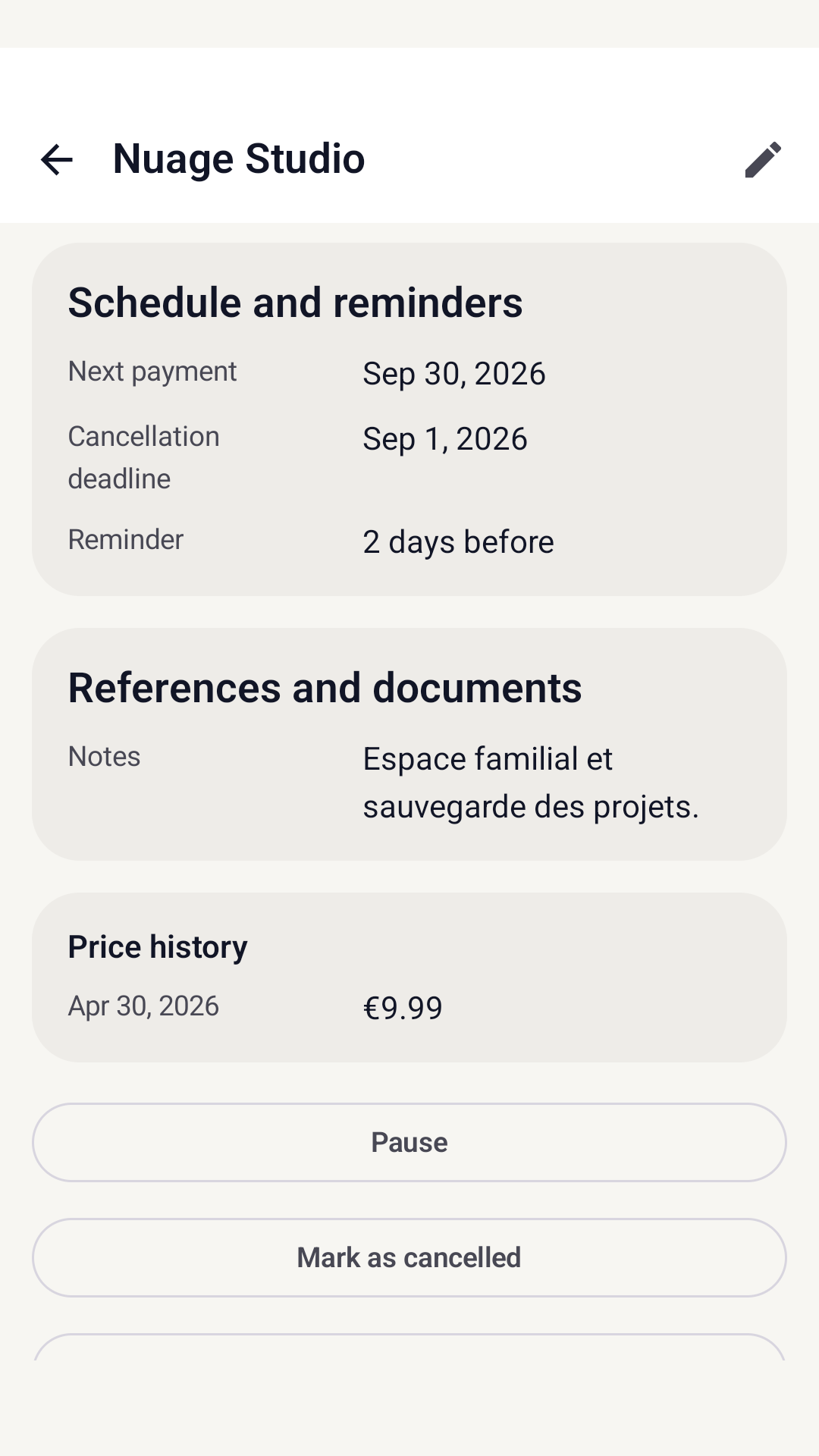 Mes Abonnements — capture 2