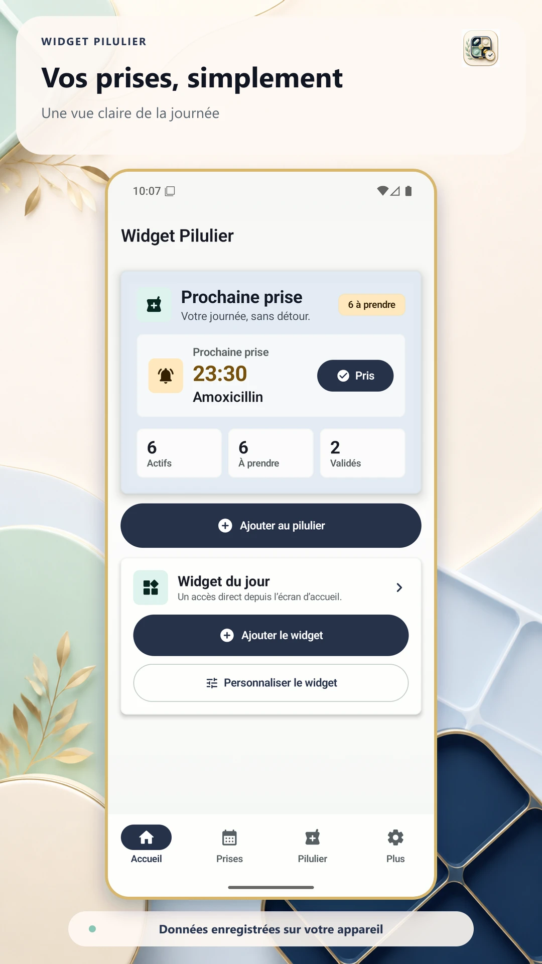 Widget Pilulier — capture 1