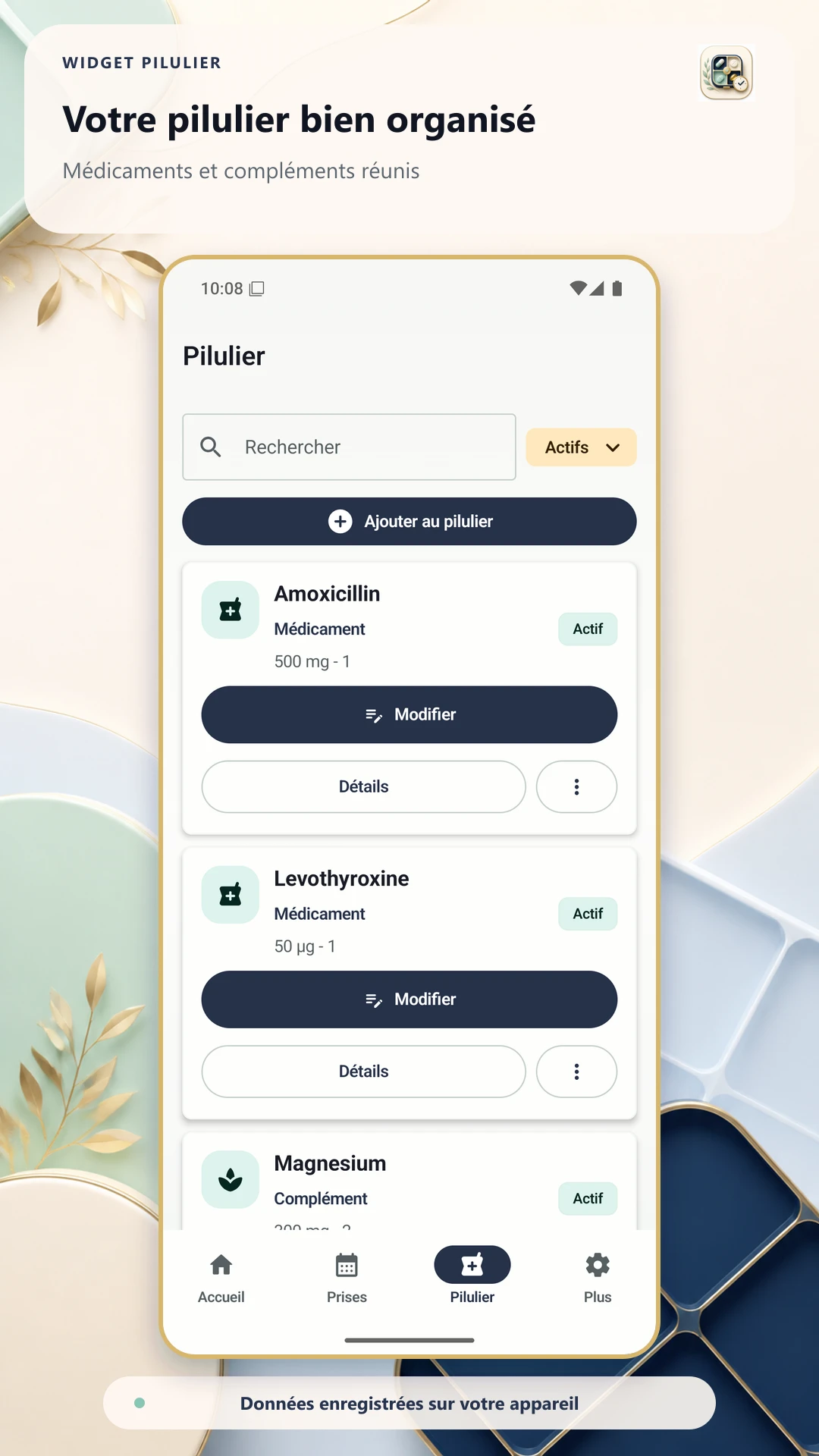 Widget Pilulier — capture 3