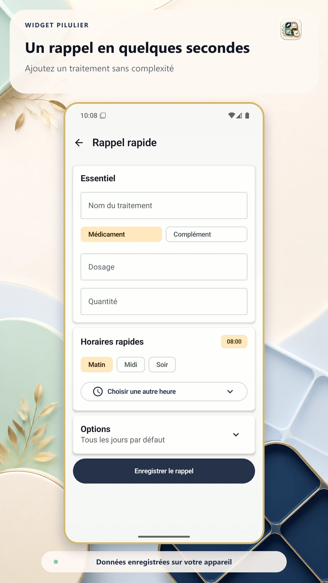 Widget Pilulier — capture 4